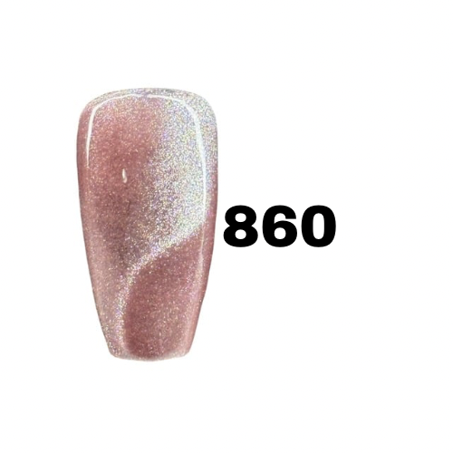Nail polish with glittery finish and number 860 on a white background