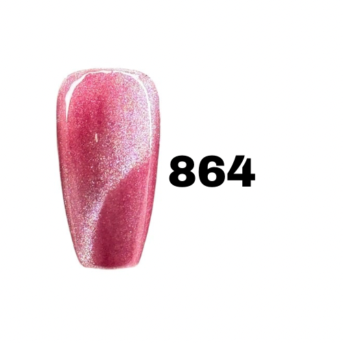 Nail polish with a gradient effect and the number 864 on a white background