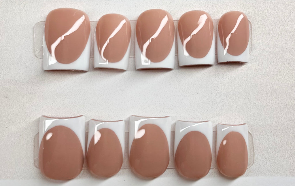 Set of white french tip nails