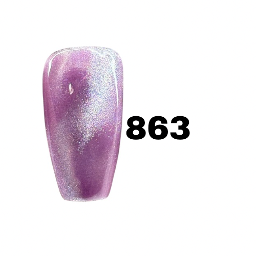 Nail polish with a gradient effect and number 863 on a white background