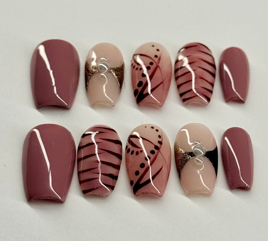 Set of nail art designs on a white background