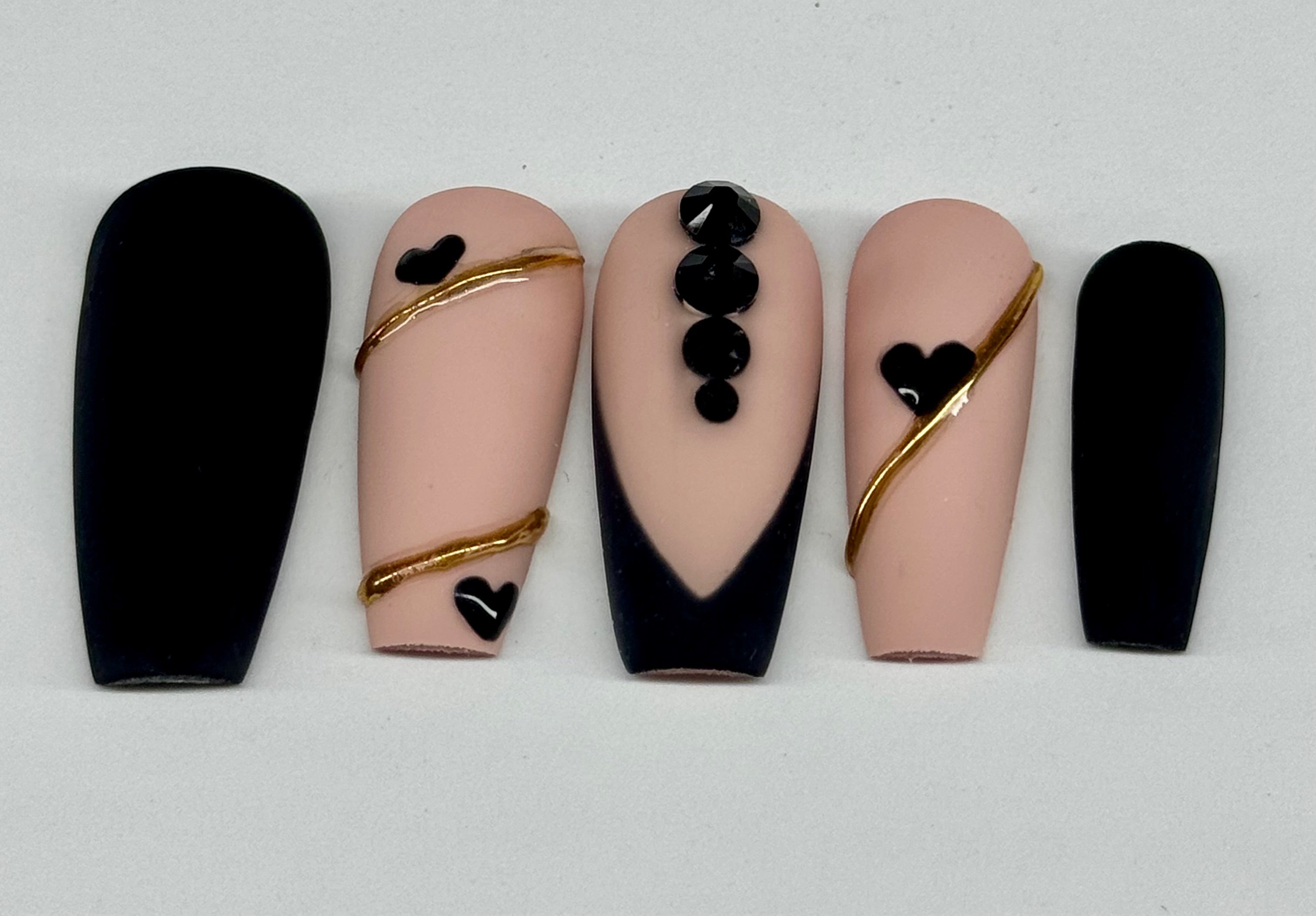 Set of nail art designs on a white background