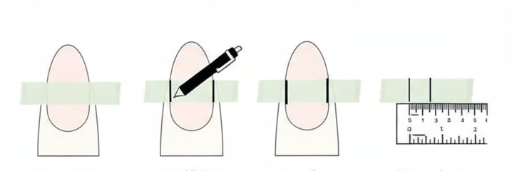 Illustration showing how to measure nail length with a ruler.