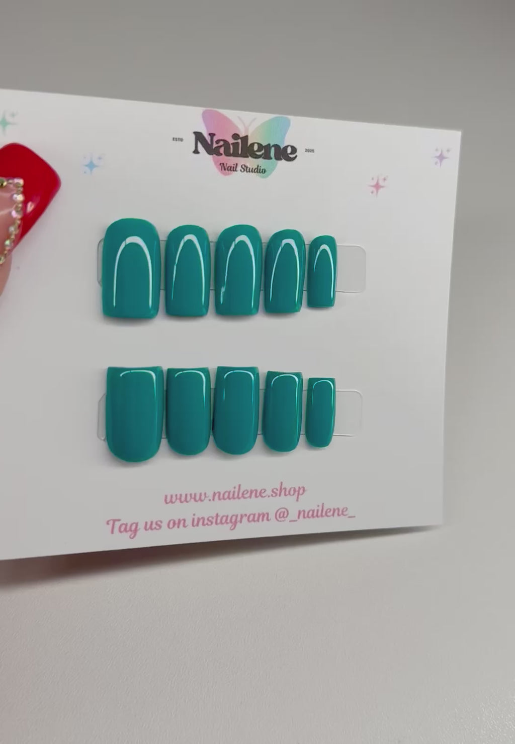 teal press on nail video 