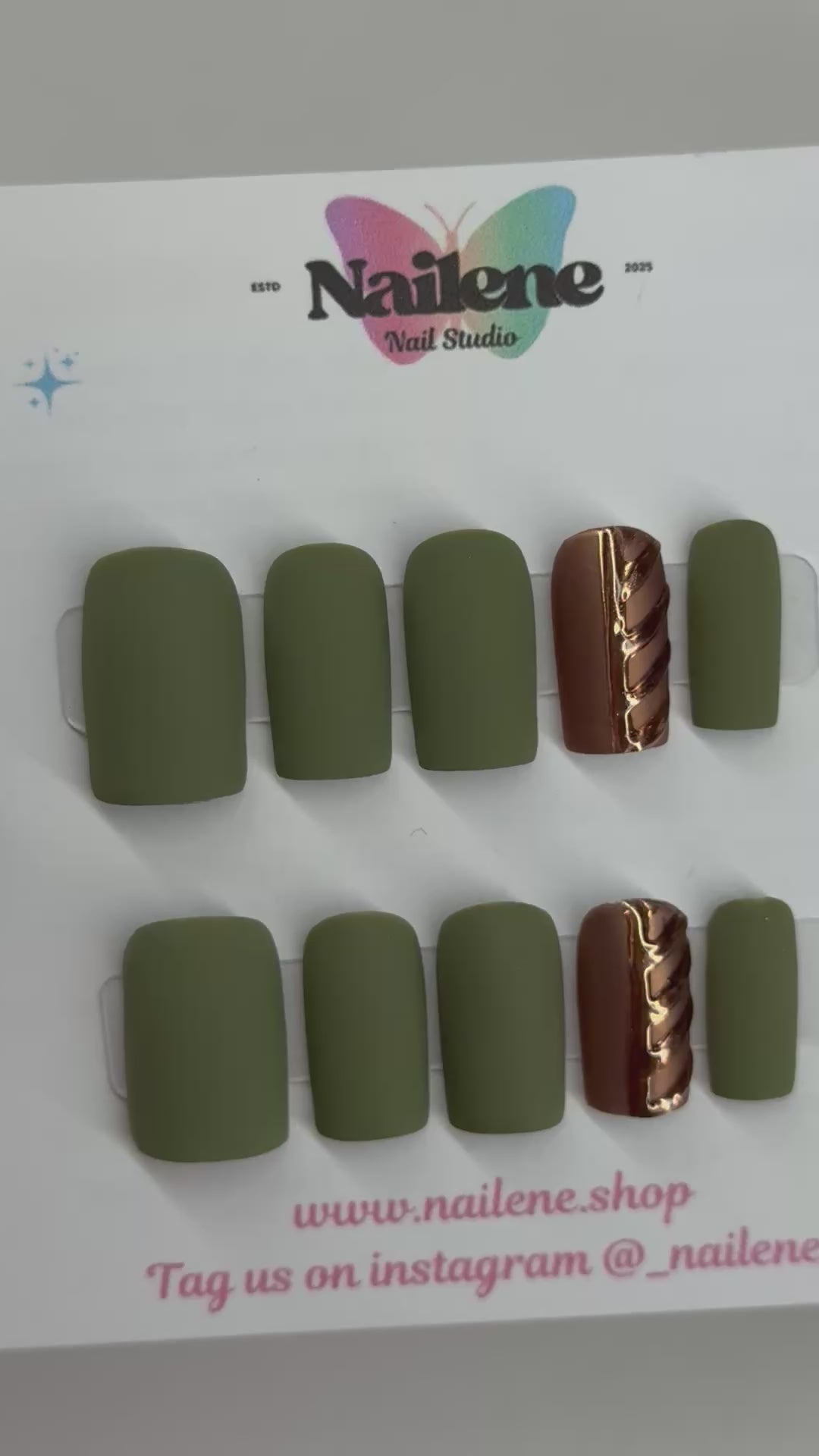 Video of matte green nail set 