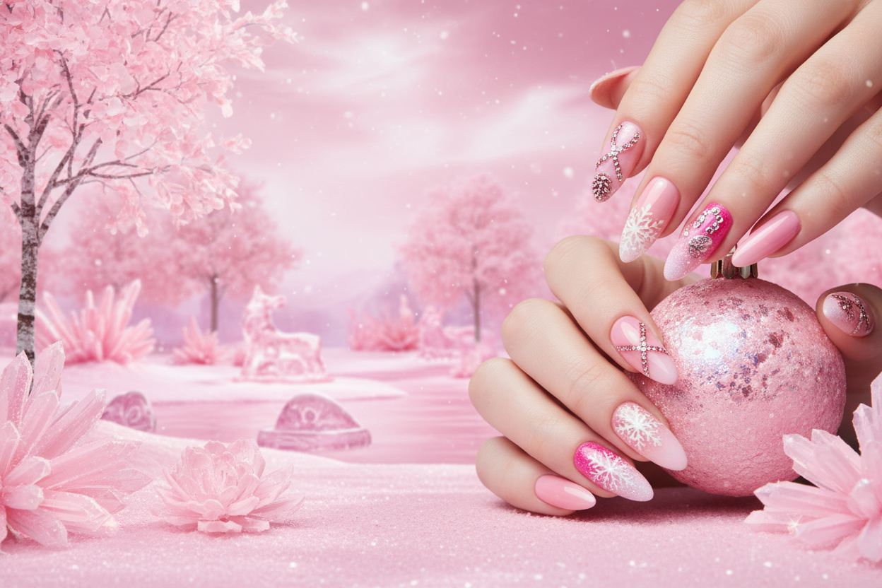 WINTER WONDERLAND IN PINK WITH NAILS